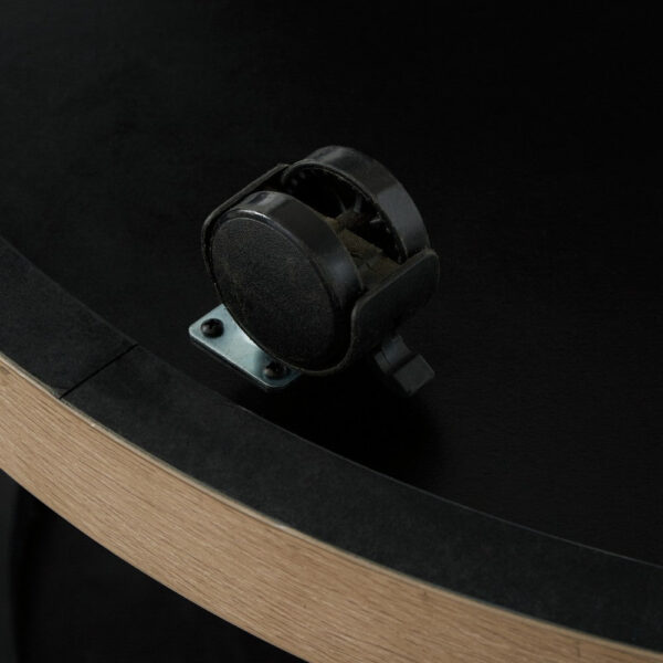 150220266992143ed26f7.jpeg Hein 3pc Coffee n End Table Set, Gray Round Top w Shelf and Wheels