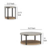 15022026699214423a39c.jpeg Hein 3pc Coffee n End Table Set, Gray Round Top w Shelf and Wheels