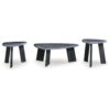 Bey 3pc Coffee n Table Set, Gray Faux Marble Top, Geometric Panel Base