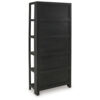 Bookcase, 70 Inch, 5 Wood Storage Shelves, Black and Brown Solid Wood
