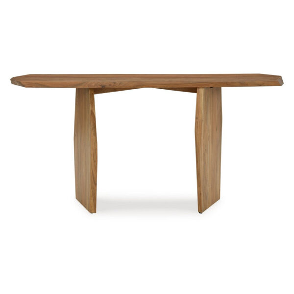 Console Sofa Table, Acacia Wood Irregular Tabletop, Brown 64 Inch
