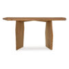 Console Sofa Table, Acacia Wood Irregular Tabletop, Brown 64 Inch