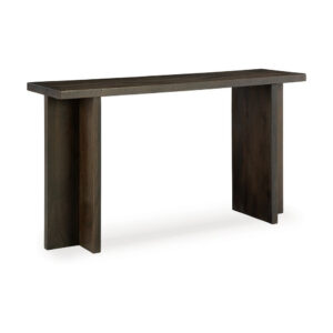 Console Sofa Table, Solid Wood T Shaped Legs, Dark Brown 53 Inch