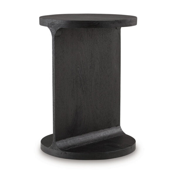 Accent Table, I Shaped Mango Wood Body, Sandblasted Black 16 Inch