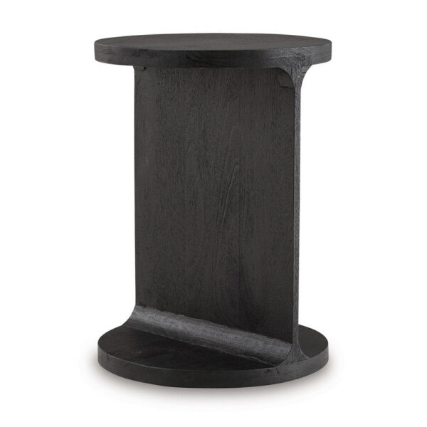 Accent Table, I Shaped Mango Wood Body, Sandblasted Black 16 Inch