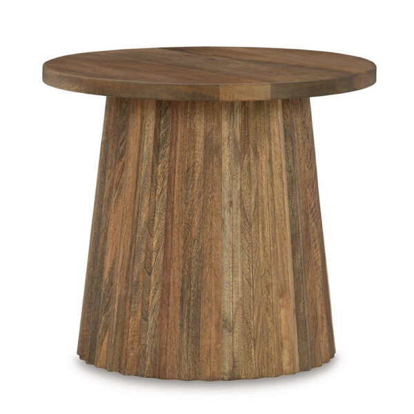 15022026699215007a2e9.jpeg Ceil Accent Table, Round Fluted Walnut Brown Solid Wood Base, 20 Inch