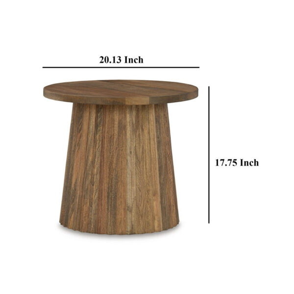 150220266992150ccec67.jpeg Ceil Accent Table, Round Fluted Walnut Brown Solid Wood Base, 20 Inch