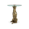 Accent Table, Gold Cast Metal Leopard Design, 18 Inch Glass Round Top