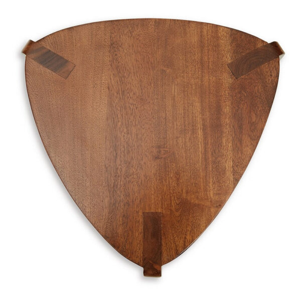 Nesting Accent Table Set of 2, Brown Solid Mango Wood Triangular Shape