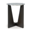 Accent Table, Round Terrazzo Tabletop, 25 Inch, Dark Brown Mango Wood