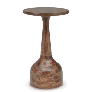 150220266992158de15cd.jpeg Accent Table, Solid Wood Turned Design, 14 Inch, Medium Brown Finish