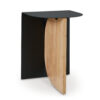 Modern Table, Metal Frame w Solid Wood Base, 16 Inch, Black and Brown