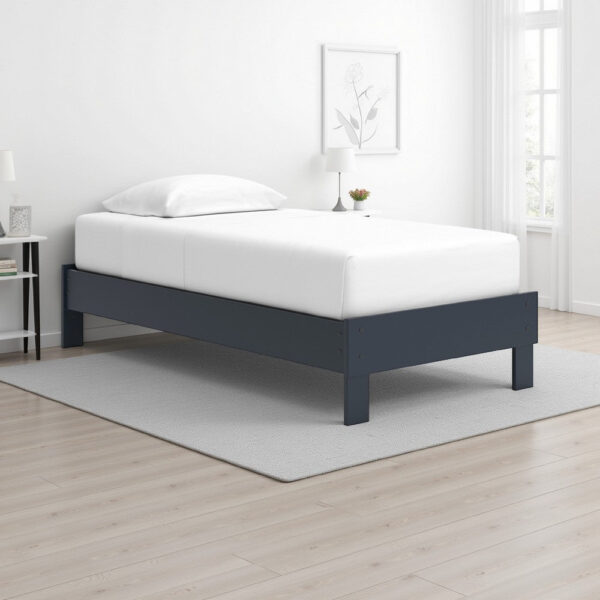 15022026699215c2dcf74.jpeg Cian Twin Size Platform Bed, Shaker Style Design, Navy Blue Wood Frame
