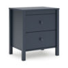 Cian Nightstand, 2 Drawers, Navy Blue Wood, Knob Handles, 24 Inch