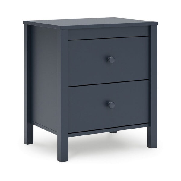Cian Nightstand, 2 Drawers, Navy Blue Wood, Knob Handles, 24 Inch
