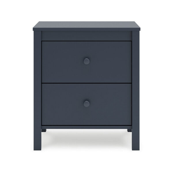 Cian Nightstand, 2 Drawers, Navy Blue Wood, Knob Handles, 24 Inch