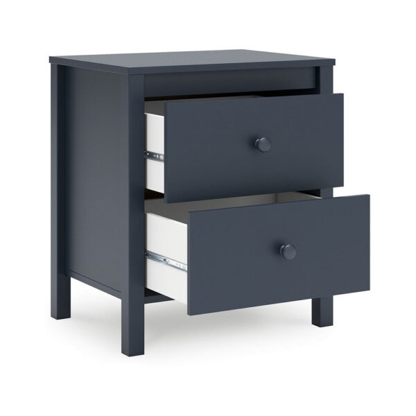 Cian Nightstand, 2 Drawers, Navy Blue Wood, Knob Handles, 24 Inch