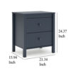Cian Nightstand, 2 Drawers, Navy Blue Wood, Knob Handles, 24 Inch
