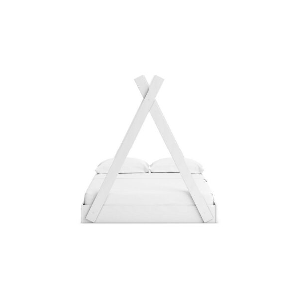 Kally Full Size Floor Bed, Tent Style Design, Matte White Wood