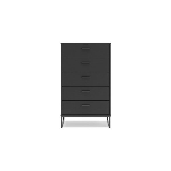 150220266992161d3231a.jpeg Alli Tall Dresser Chest, 5 Drawers, Matte Black, Metal Base, 51 Inch
