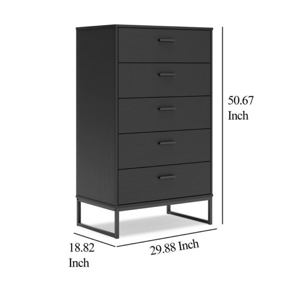 150220266992162523d36.jpeg Alli Tall Dresser Chest, 5 Drawers, Matte Black, Metal Base, 51 Inch