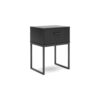 Alli Nightstand, 1 Drawer, Matte Black Wood, Metal Base, 26 Inch