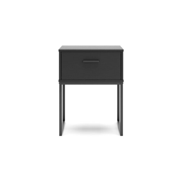 Alli Nightstand, 1 Drawer, Matte Black Wood, Metal Base, 26 Inch
