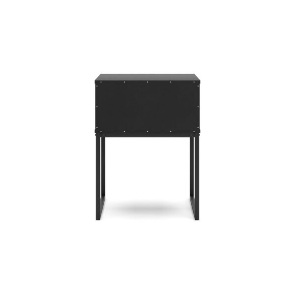 Alli Nightstand, 1 Drawer, Matte Black Wood, Metal Base, 26 Inch