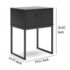 Alli Nightstand, 1 Drawer, Matte Black Wood, Metal Base, 26 Inch