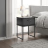 Alli Nightstand, 1 Drawer, Matte Black Wood, Metal Base, 26 Inch