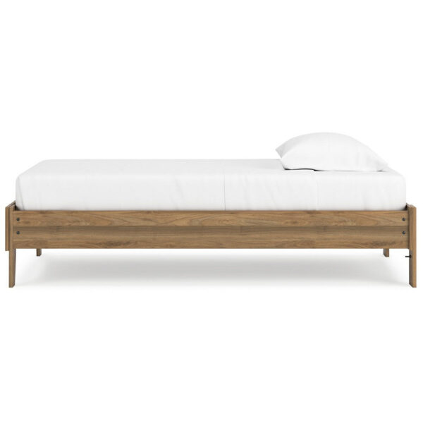 Deana Twin Platform Bed, Honey Brown Wood, Low Profile Tapered Legs