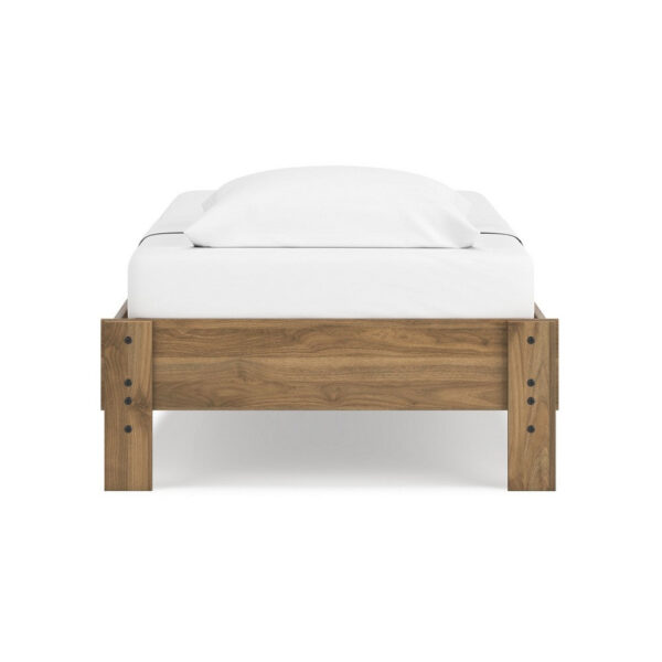Deana Twin Platform Bed, Honey Brown Wood, Low Profile Tapered Legs