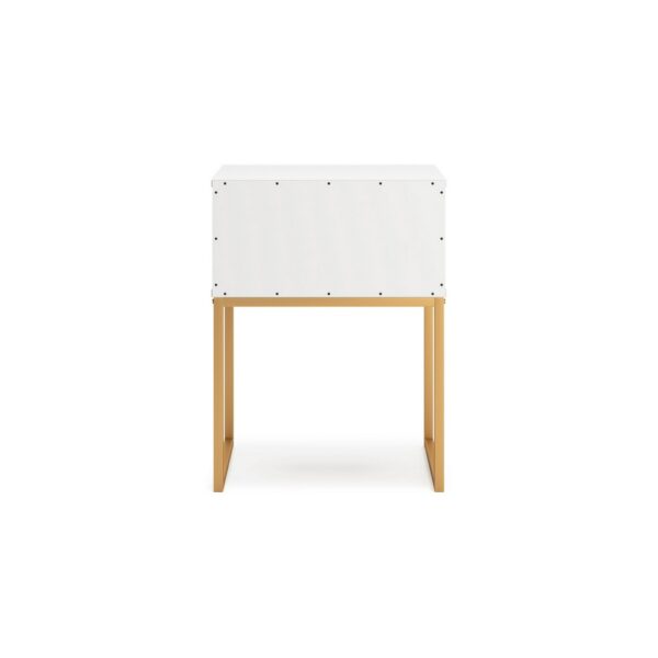 150220266992167ee9554.jpeg Alli Nightstand, 1 Drawer, Matte White Wood, Gold Metal Legs, 26 Inch