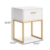 1502202669921681a016c.jpeg Alli Nightstand, 1 Drawer, Matte White Wood, Gold Metal Legs, 26 Inch