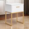 150220266992168412aa3.jpeg Alli Nightstand, 1 Drawer, Matte White Wood, Gold Metal Legs, 26 Inch