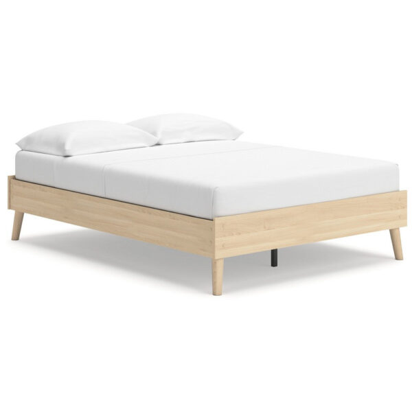 Abis Full Platform Bed, Natural Brown Wood, Low Profile Tapered Legs