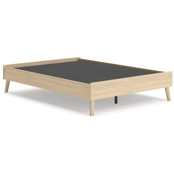 Abis Full Platform Bed, Natural Brown Wood, Low Profile Tapered Legs