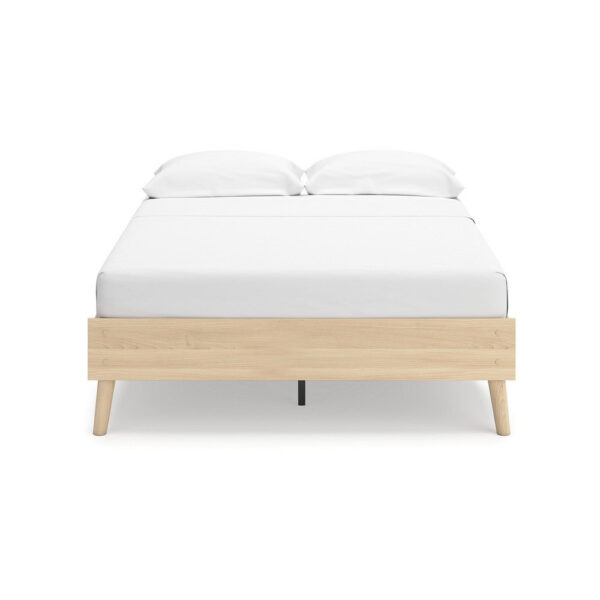 Abis Full Platform Bed, Natural Brown Wood, Low Profile Tapered Legs