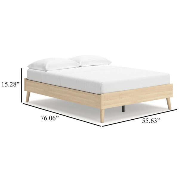 Abis Full Platform Bed, Natural Brown Wood, Low Profile Tapered Legs