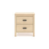 Abis Nightstand, 2 Drawers, Natural Brown Wood, Black Handles, 24 Inch