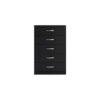 Finny Tall Dresser Chest, 5 Drawer, Matte Black, Silver Metal, 46 Inch