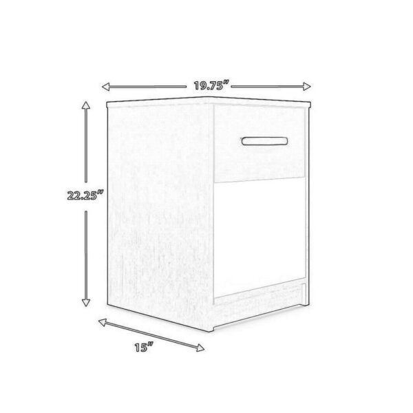 15022026699216cb49b76.jpeg Finny Nightstand, 1 Drawer 1 Shelf, Matte Black, Silver Metal, 22 Inch