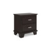 Teno Nightstand, 2 Drawers, Nickel Handles, Dark Brown Solid Hardwood