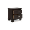 Teno Nightstand, 2 Drawers, Nickel Handles, Dark Brown Solid Hardwood