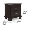 Teno Nightstand, 2 Drawers, Nickel Handles, Dark Brown Solid Hardwood