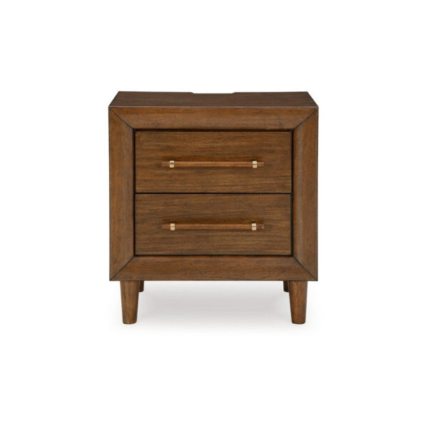 Jeyn Nightstand, 2 Drawers, Traditional Dark Brown Solid Hardwood