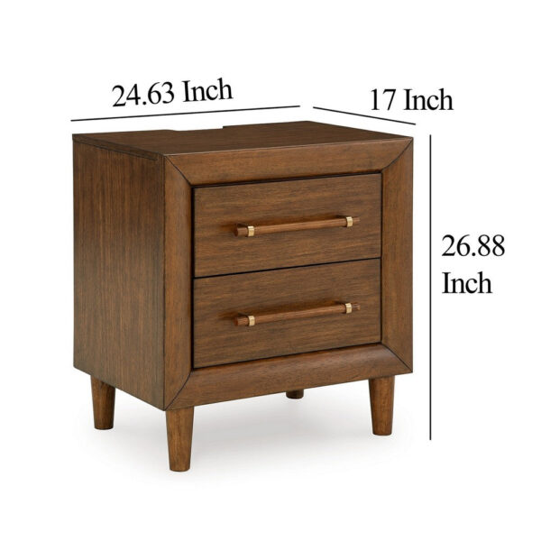 Jeyn Nightstand, 2 Drawers, Traditional Dark Brown Solid Hardwood