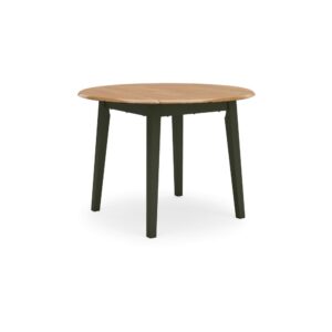 Gasy Dining Table, Extendable 26-42 Inch, Dark Green Wood, 2 Leaves