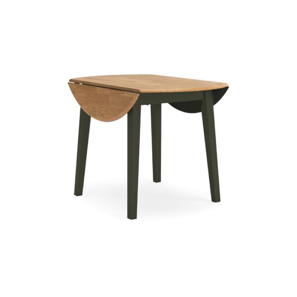 Gasy Dining Table, Extendable 26-42 Inch, Dark Green Wood, 2 Leaves