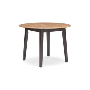 Gasy Dining Table, Extendable 26-42 Inch, Dark Brown Wood, 2 Leaves